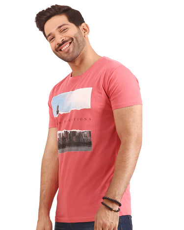 Men's Rose Pink Crew Neck Graphic Tee - FMTGT20-001