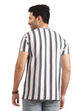 Men's White & Bl Crew Neck Classic Tee - FMTCT20-009