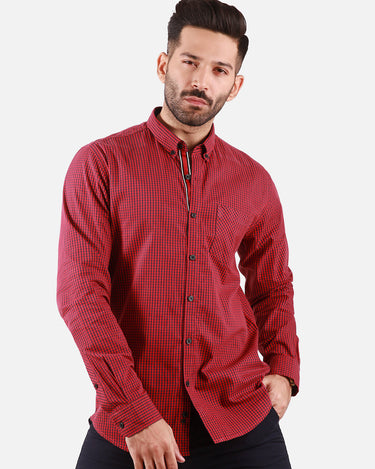 Men's Maroon Casual Shirt - FMTS20-31369