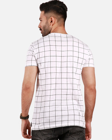 Men's White Black Printed Tee - FMTPT19-007