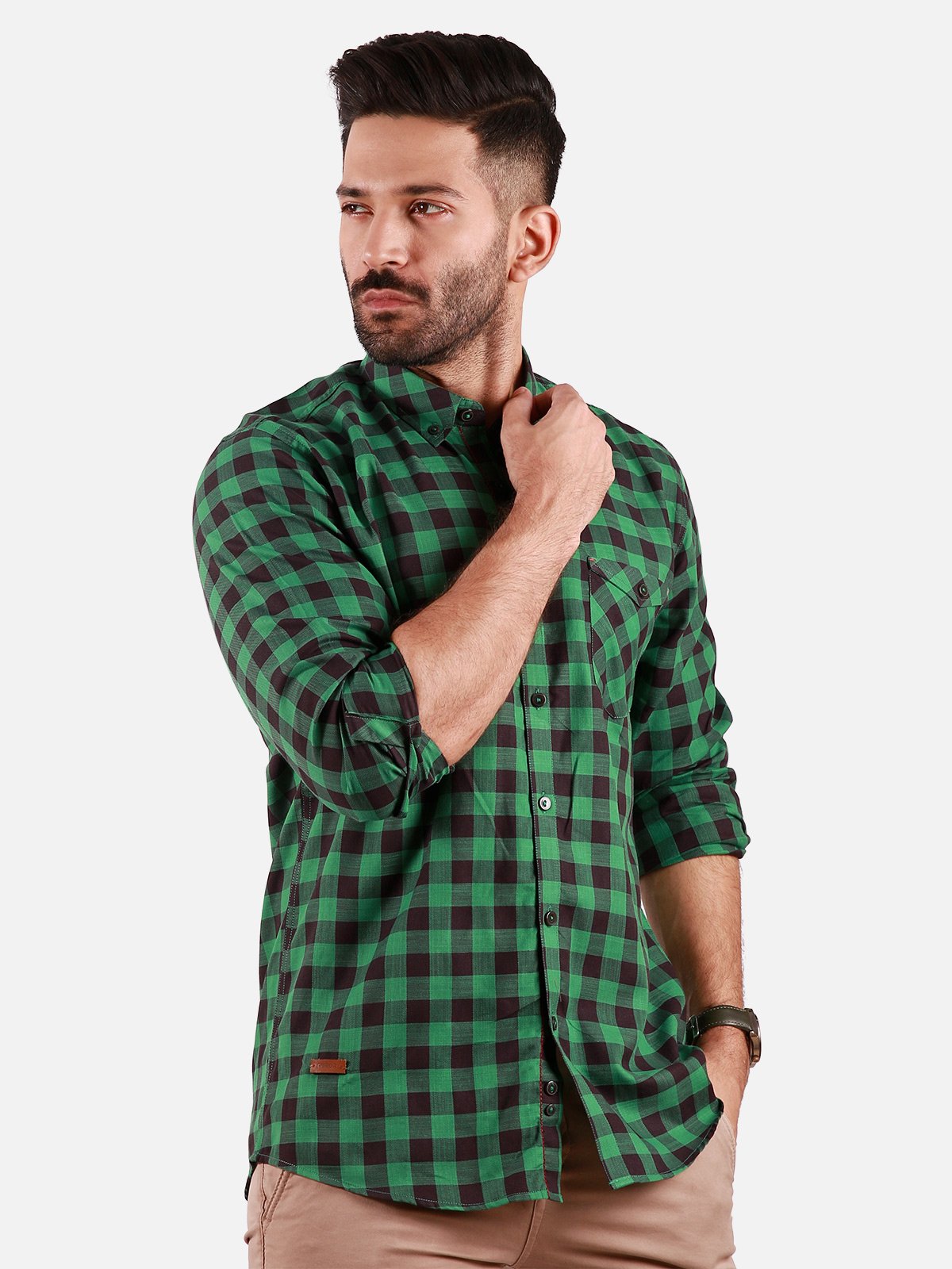 Men's Green Casual Shirt - FMTS20-31385