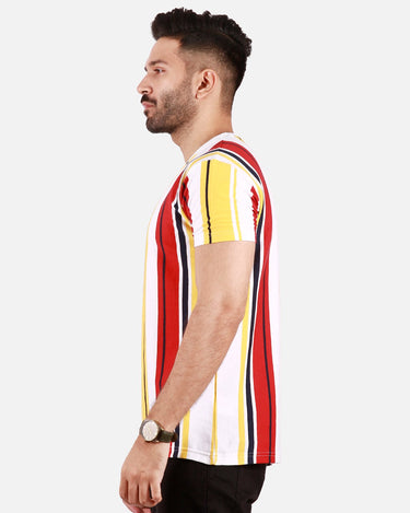 Men's Yellow, Red & Navy Crew Neck Classic Tee - FMTCT20-002