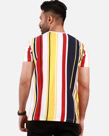 Men's Yellow, Red & Navy Crew Neck Classic Tee - FMTCT20-002