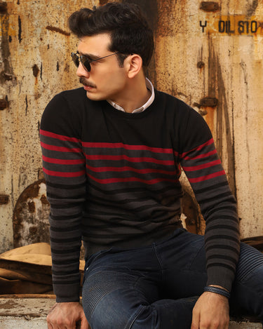 Men's Black Grey Sweater - FMTSWT19-004