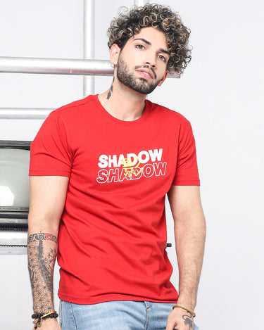 Men's Red Crew Neck Graphic Tee - FMTGT19-039