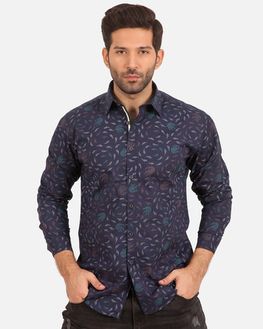 Men's Navy Blue Casual Shirt - FMTS20-31399