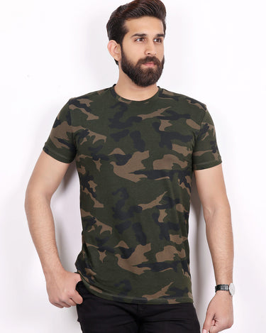 Men's Green Printed Tee - FMTPT18-001