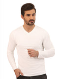Men's White V-Neck Basic Tee - FMTBF20-008