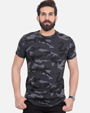 Men's Charcoal Grey Printed Tee - FMTPT18-002