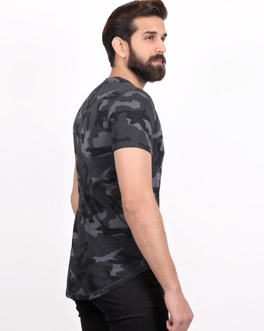 Men's Charcoal Grey Printed Tee - FMTPT18-002