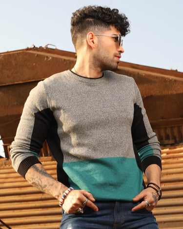 Men's Grey Multi Sweater - FMTSWT19-008