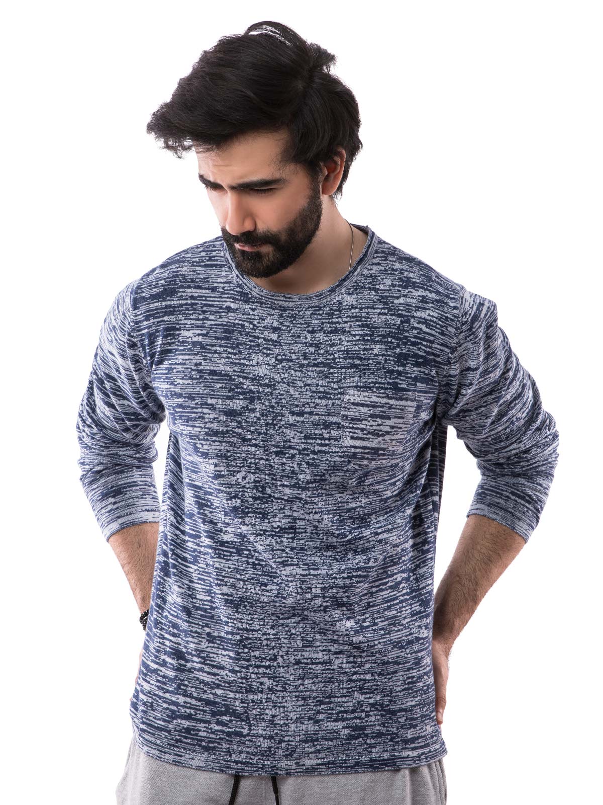 Men's Grey & Blue Sweater - FMTSWT19-001