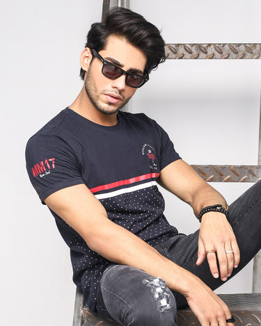 Men's Navy Crew Neck Classic Tee - FMTCT19-048