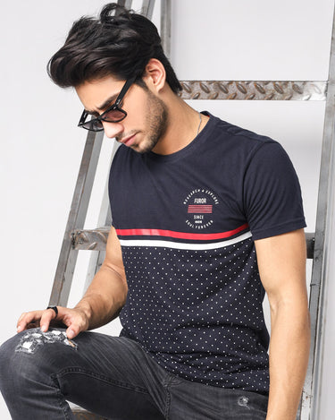 Men's Navy Crew Neck Classic Tee - FMTCT19-048