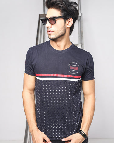 Men's Navy Crew Neck Classic Tee - FMTCT19-048