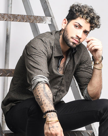 Men's Olive Casual Shirt - FMTS20-31396