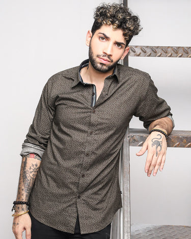 Men's Olive Casual Shirt - FMTS20-31396