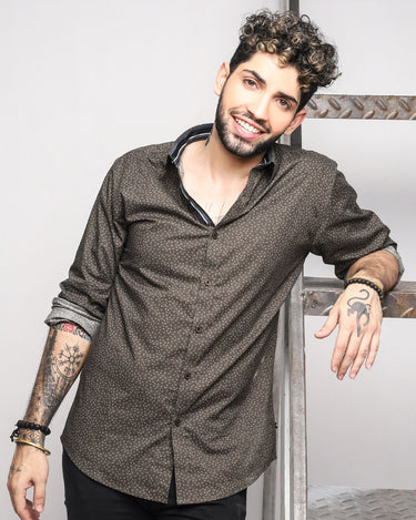 Men's Olive Casual Shirt - FMTS20-31396