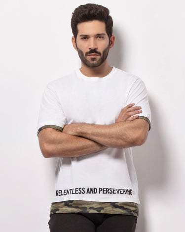 Men's White Crew Neck Classic Tee - FMTCL19-003