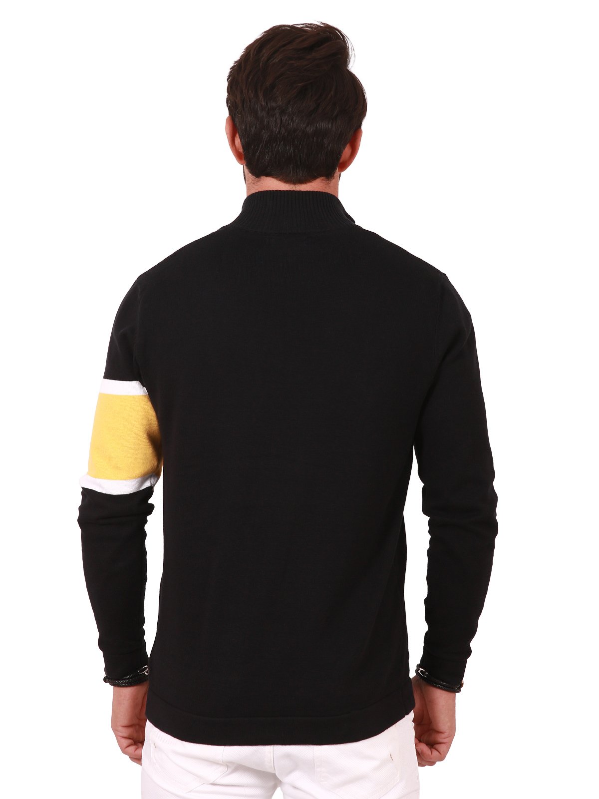 Men's Black Multi Sweater - FMTSWT19-011