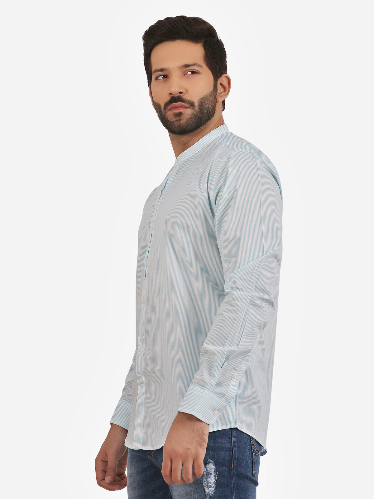 Men's Aqua Blue Casual Shirt - FMTS20-31353