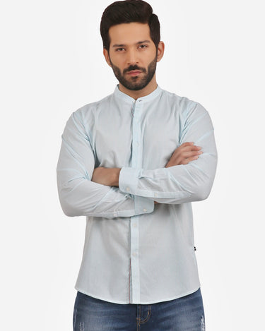 Men's Aqua Blue Casual Shirt - FMTS20-31353