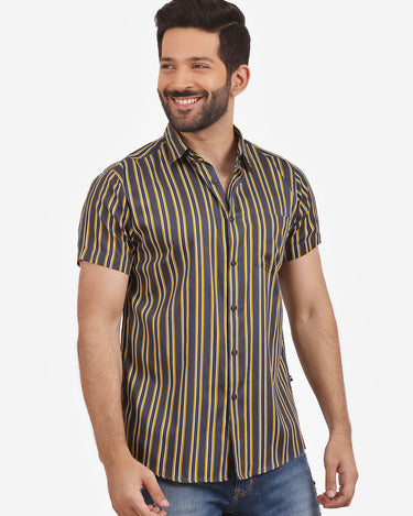 Men's Purple Golden Casual Shirt - FMTS20-31364