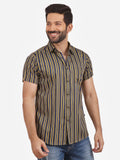 Men's Purple Golden Casual Shirt - FMTS20-31364