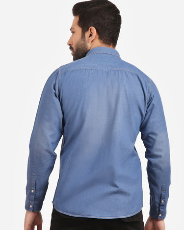 Men's Denim Blue Casual Shirt - FMTS20-31300