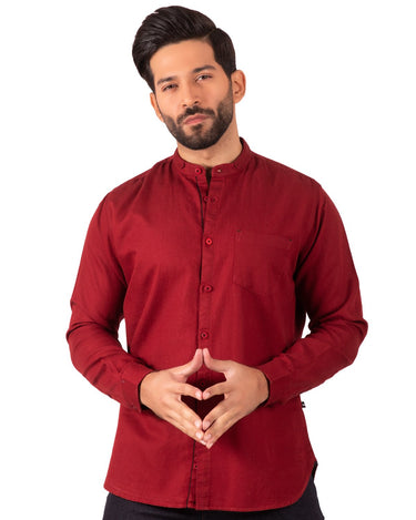 Men's Maroon Casual Shirt - FMTS20-31264