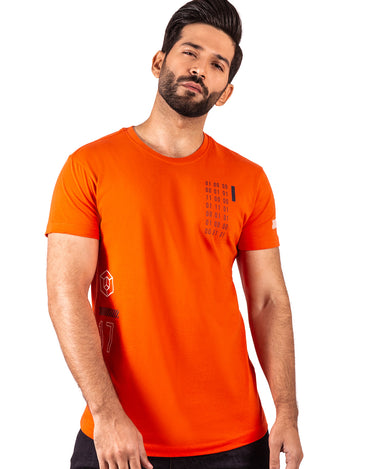 Men's Orange Crew Neck Classic Tee - FMTCT20-011