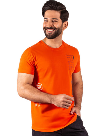 Men's Orange Crew Neck Classic Tee - FMTCT20-011