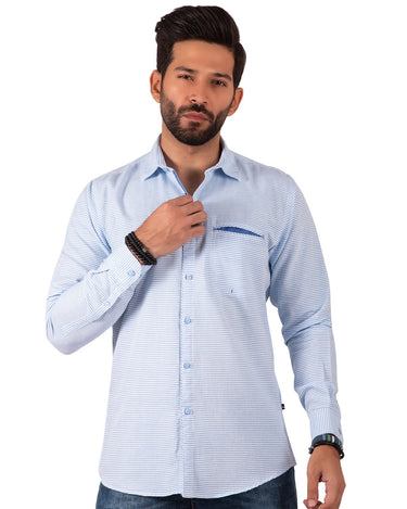 Men's Sky Blue Casual Shirt - FMTS20-31308