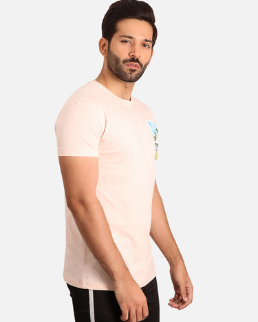 Men's Light Pink Crew Neck Classic Tee - FMTCT20-026