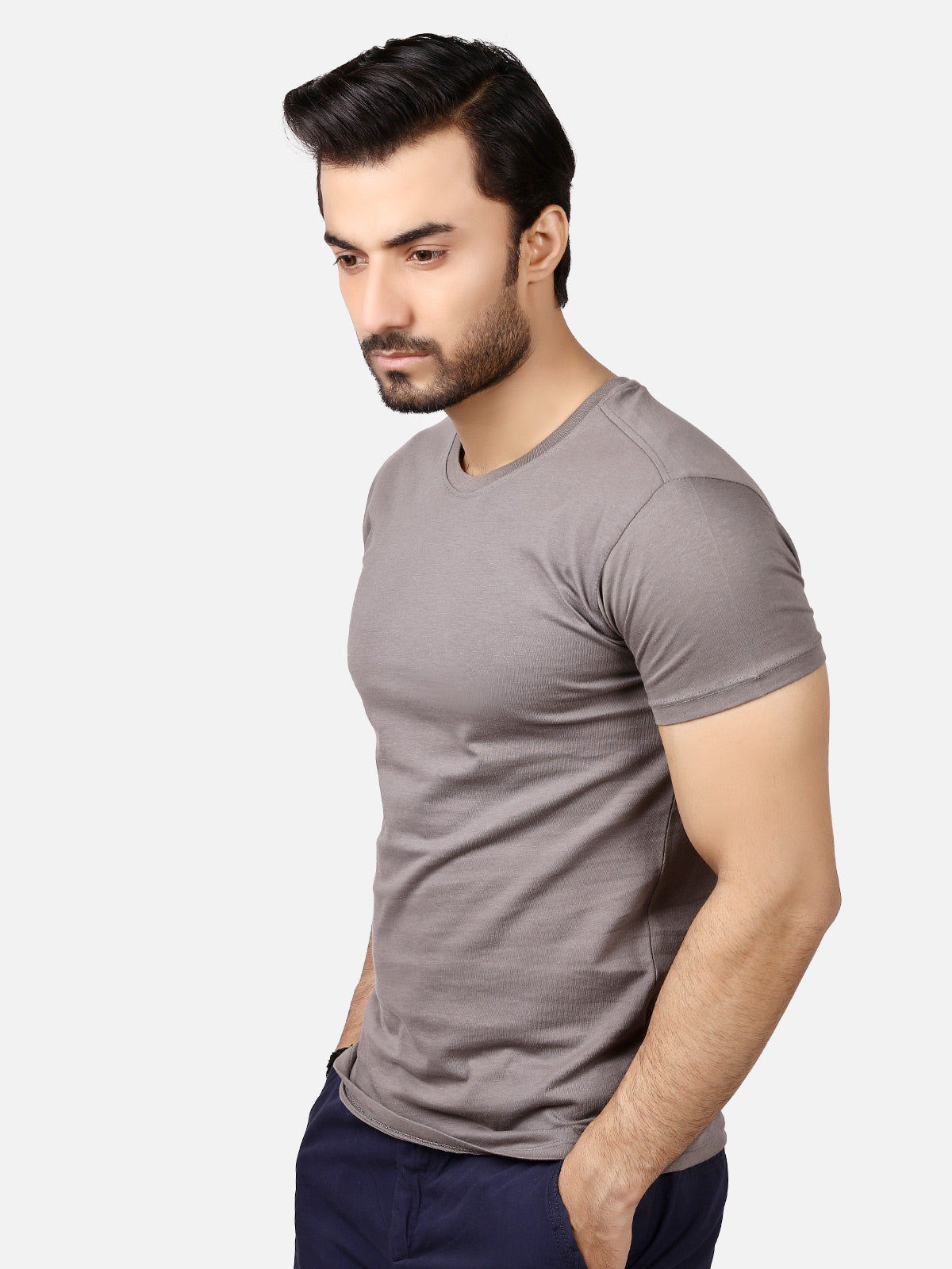 Men's Grey Basic T-Shirt - FMTBT19-019