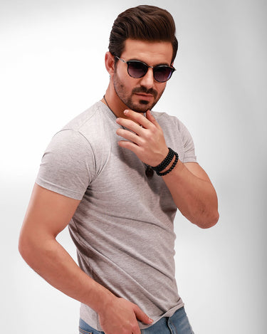 Men's Grey Basic T-Shirt - FMTBT19-044