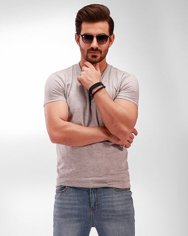 Men's Grey Basic T-Shirt - FMTBT19-044