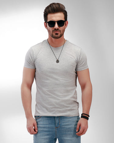 Men's Grey Basic T-Shirt - FMTBT19-074