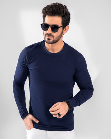 Men's Navy Crew Neck Basic Tee - FMTBF20-003