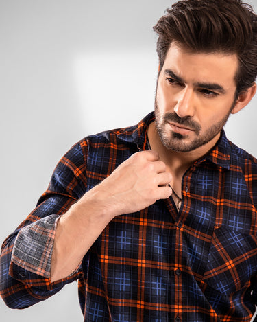 Men's Deep Blue Casual Shirt - FMTS20-31412