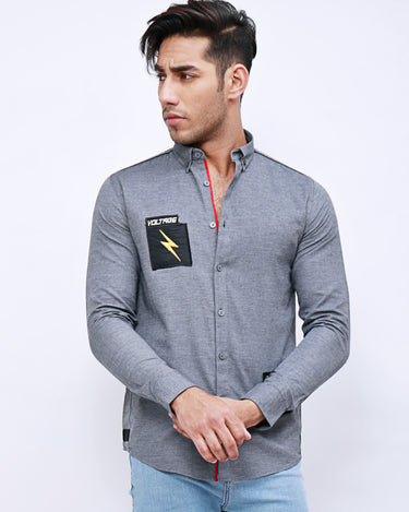 Men's Grey Casual Shirt - FMTS20-31349