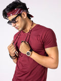 Men's Maroon Basic T-Shirt - FMTBT19-015