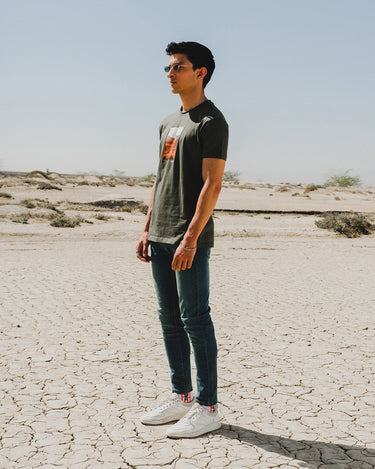 Men's Green Crew Neck Graphic Tee - FMTGT22-001