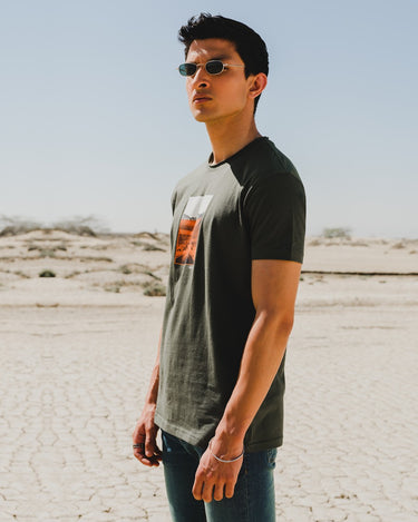 Men's Green Crew Neck Graphic Tee - FMTGT22-001