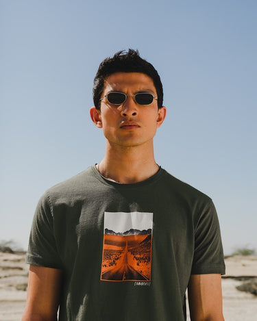 Men's Green Crew Neck Graphic Tee - FMTGT22-001