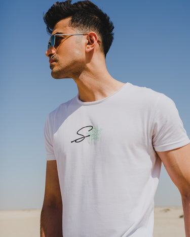 Men's White Crew Neck Graphic Tee - FMTGT22-004