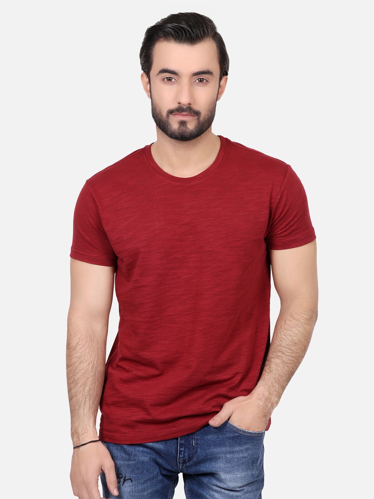 Men's Maroon Basic T-Shirt - FMTBT19-035