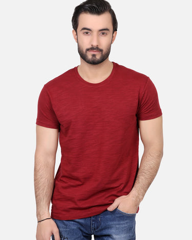 Men's Maroon Basic T-Shirt - FMTBT19-035