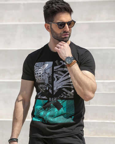 Men's Black Graphic Tee - FMTGT19-012