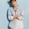 Men's White & Sky Blue Casual Shirt - FMTS23-31794